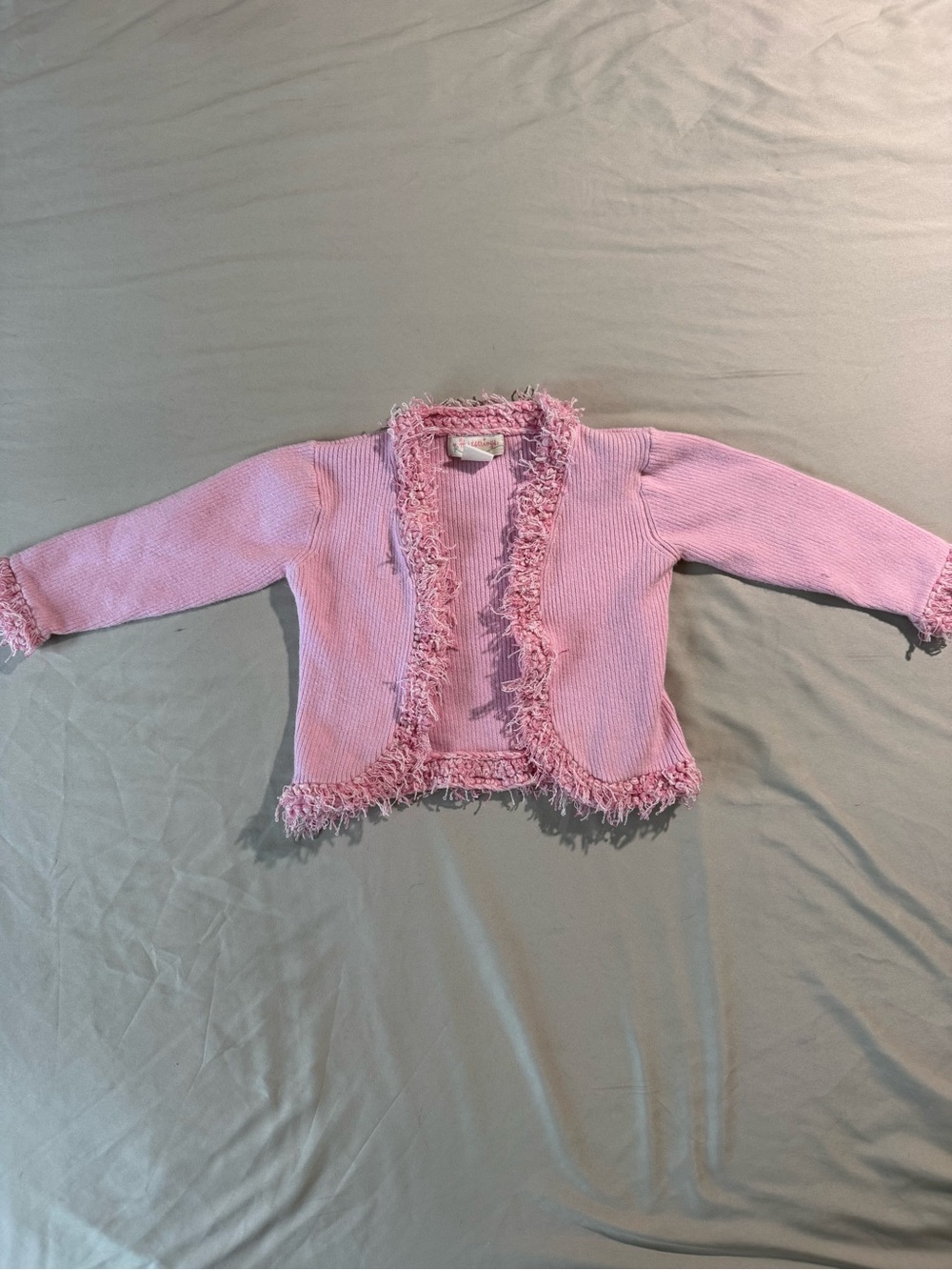 Hartstrings Light Pink Fringe Knit Top